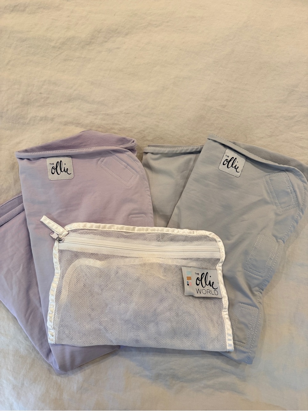 Set of 2 Ollie Swaddles - Lavender and Light Gray